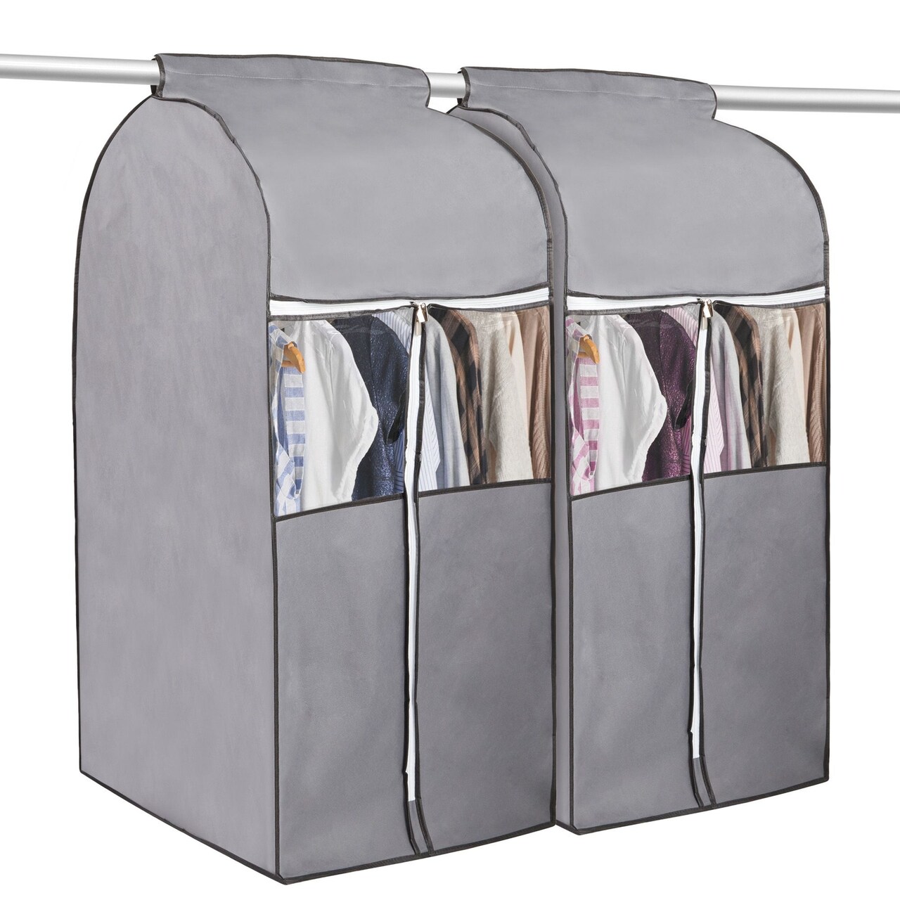 Hanging Garment Bags for Closet Storage with Window (Grey